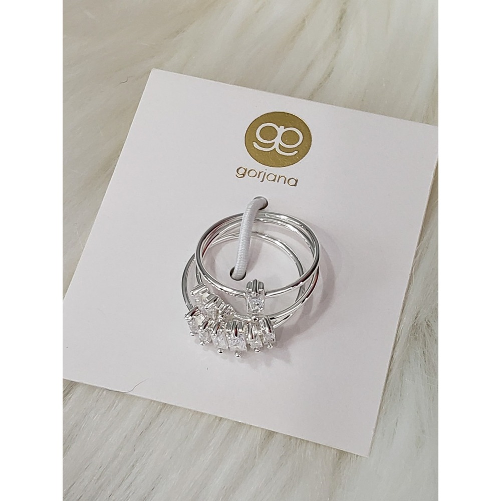 NEW SIZE 6 GORJANA Amara Stackable Rings Set Of 3 PIECE white cubic zirconia